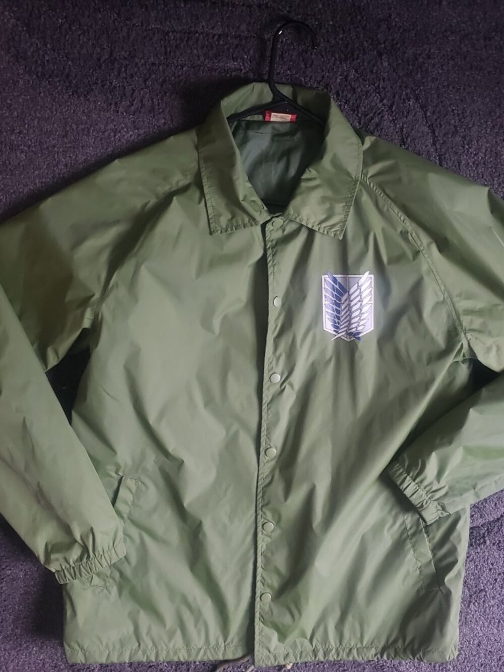Attack on Titan Survey Corps Nylon Adult Coaches Jacket Emblem Size Large